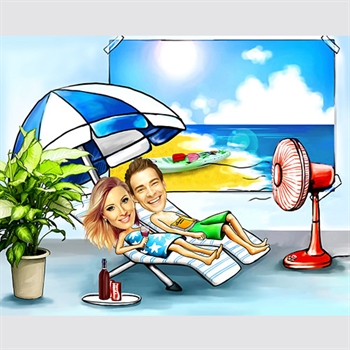 Couple Caricature Feel Like a Vacation from Photos,by myDaVinci - myDaVinci